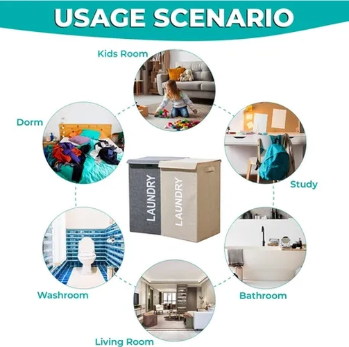 CAJA ORGANIZADORA ROPA SUCIA PLEGABLE CON TAPA 57L - 6