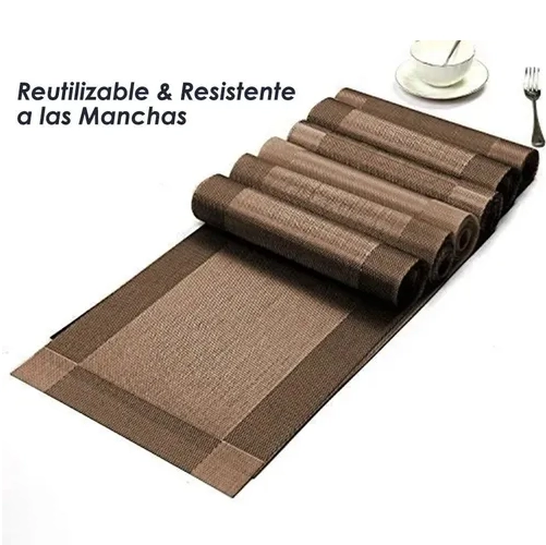 SET 6 INDIVIDUALES IMPERMEABLES CAFE - 3