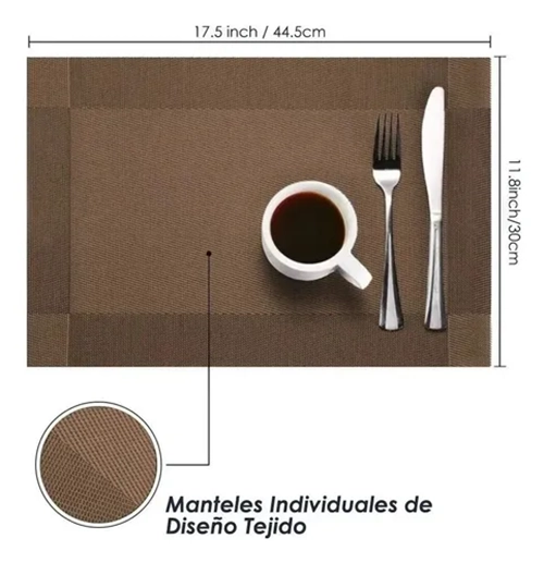 SET 6 INDIVIDUALES IMPERMEABLES CAFE - 4