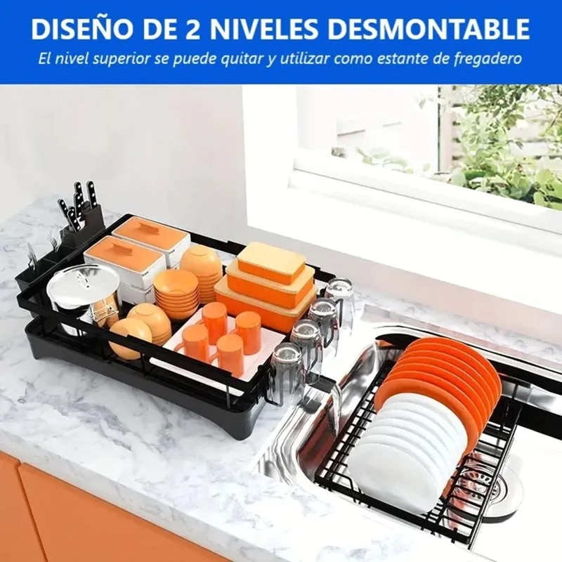 ESCURRIDOR PLATOS CON DESAGÜE 2 NIVELES - 4