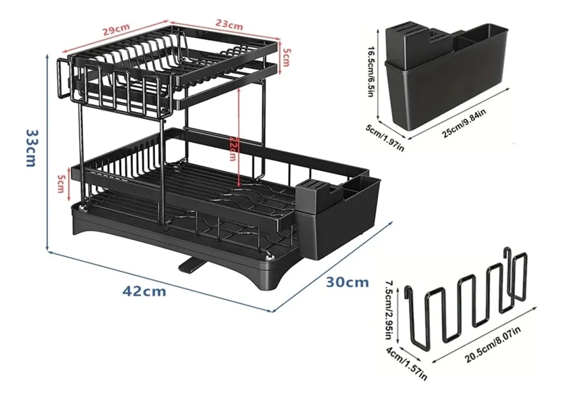ESCURRIDOR PLATOS CON DESAGÜE 2 NIVELES - 5