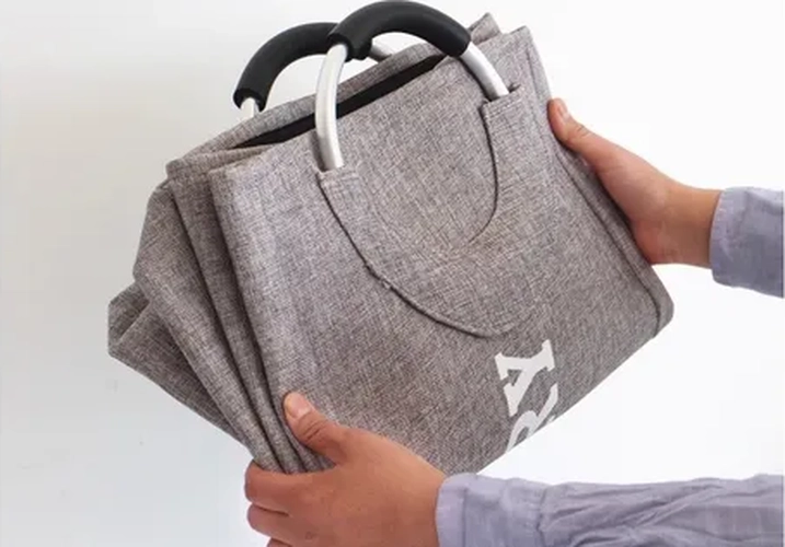 CESTO ROPA SUCIA TELA CON MANGO ALUMINIO - 4