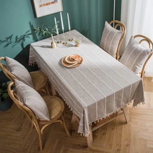MANTEL RECTANGULAR BORLA ALGODON 140X220 BEIGE - 4