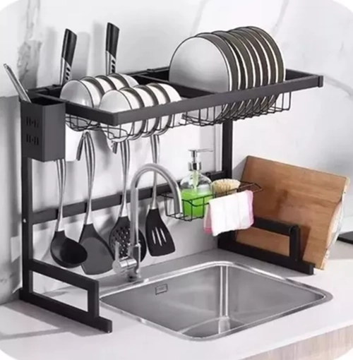 SECAPLATOS ACERO INOXIDABLE 66CM 2 PISOS NEGRO - 1