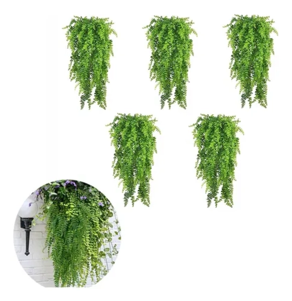 PLANTAS ARTIFICIALES 5 UDS BOSTON FERN COLGANTES - 1