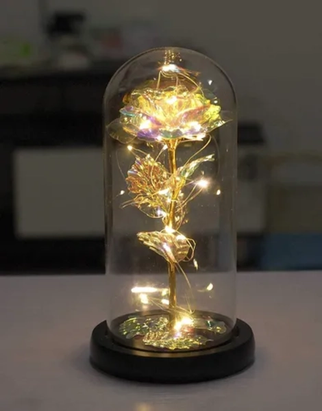 CUPULA CRISTAL LAMPARA LED ROSA ETERNA - 2