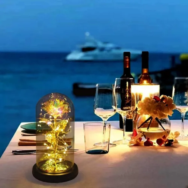 CUPULA CRISTAL LAMPARA LED ROSA ETERNA - 3