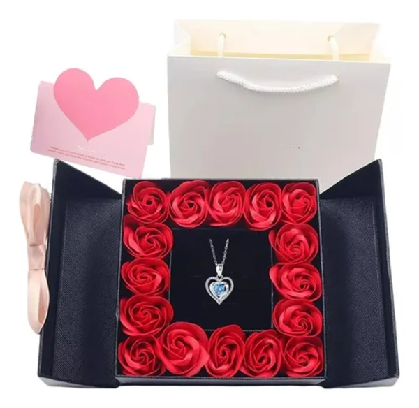 ROSAS ETERNAS CAJA CON COLLAR REGALO - 1