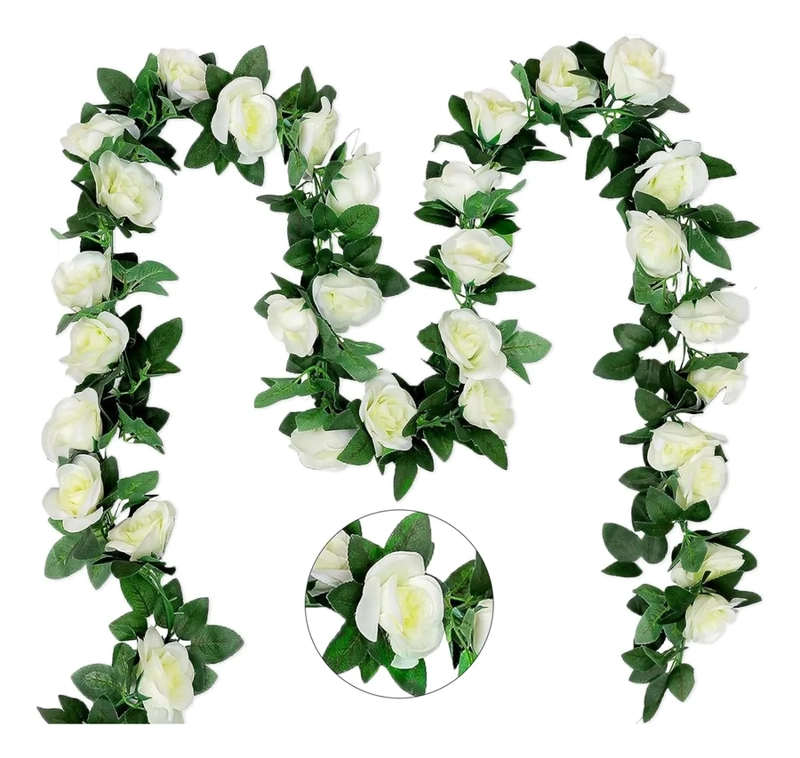 FLORES ARTIFICIALES 10 PZS ROSAS ENREDADERA - 1