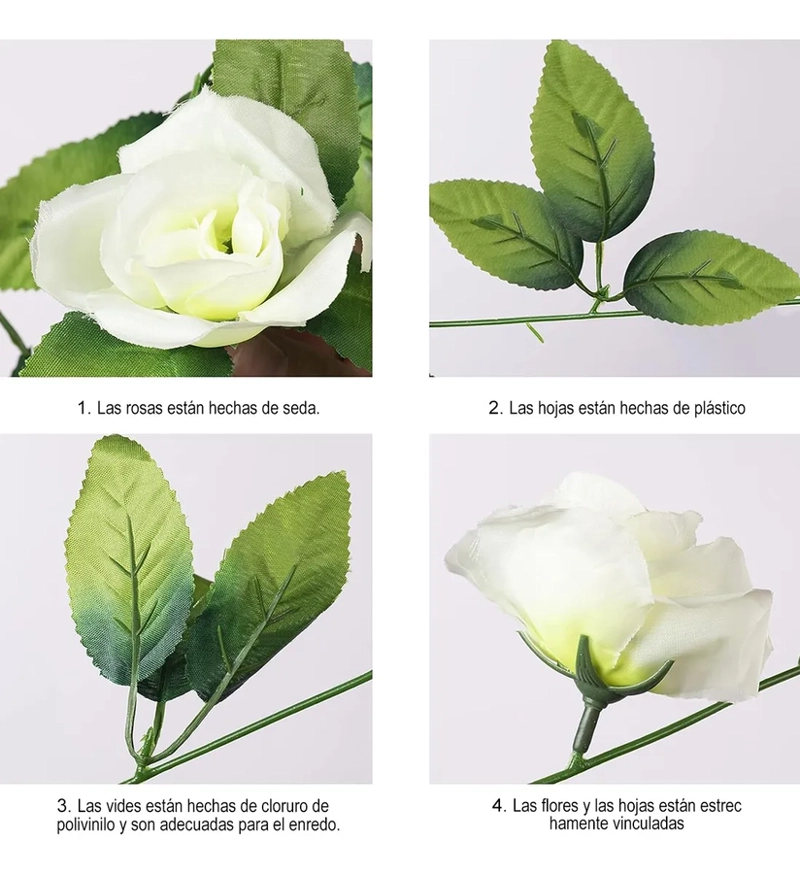 FLORES ARTIFICIALES 10 PZS ROSAS ENREDADERA - 4