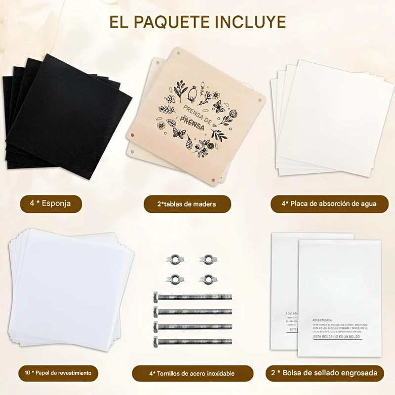 KIT PRENSAS DE FLORES Y PLANTAS ESTAMPADO FLORAL - 3