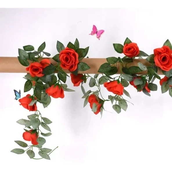 ENREDADERA ROSAS ROJAS ARTIFICIALES - 2