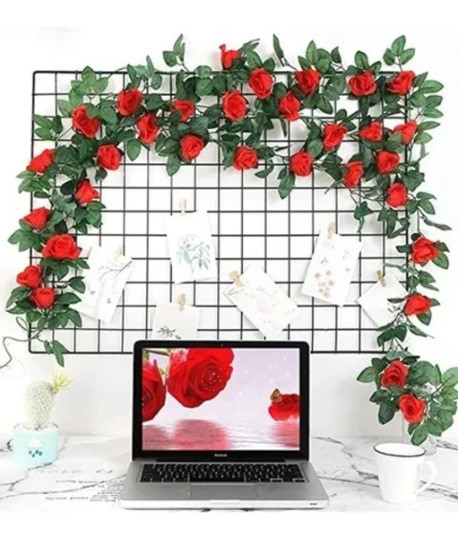 ENREDADERA ROSAS ROJAS ARTIFICIALES - 3