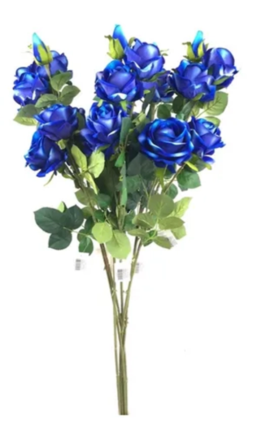 RAMO ROSAS AZULES ARTIFICIALES 82 CM - 4