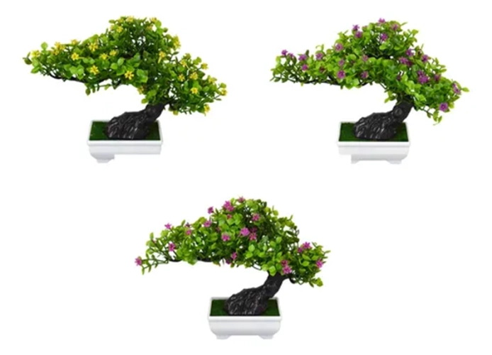 PLANTA BONSAI FLOR ARTIFICIAL MACETERO 20 CM - 2