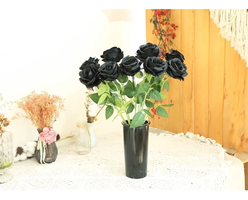 ROSAS ARTIFICIALES 5 UDS VARAS NEGRAS - 4