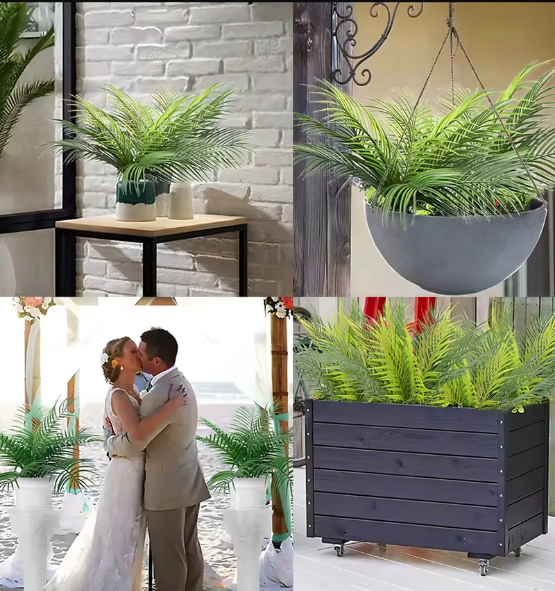 RAMA PALMA TROPICAL HOJAS DECORACION VERDE - 3