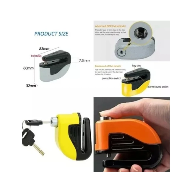 CANDADO FRENO DE DISCO MOTO CON ALARMA ANTIRROBO - 5