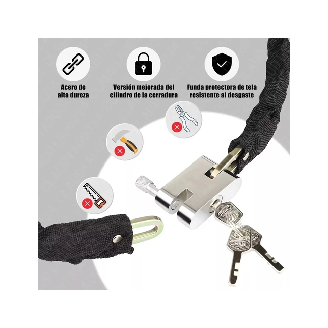 CANDADO CADENA REFORZADO ALTA SEGURIDAD PARA BICI O MOTO - 3
