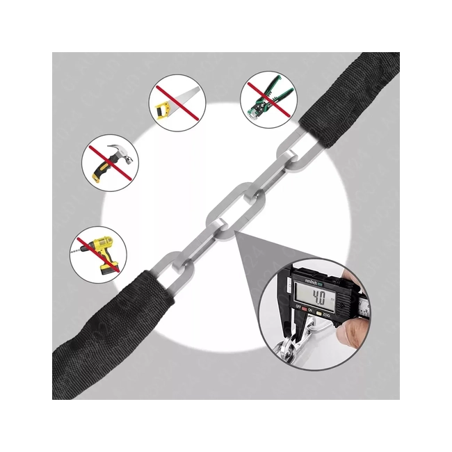 CANDADO CADENA REFORZADO ALTA SEGURIDAD PARA BICI O MOTO - 4