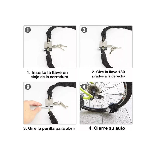 CANDADO CADENA REFORZADO ALTA SEGURIDAD PARA BICI O MOTO - 7