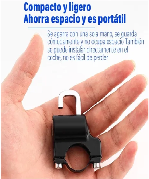 CANDADO ANTIRROBO UNIVERSAL PARA CASCO DE MOTO CON SOPORTE - 2