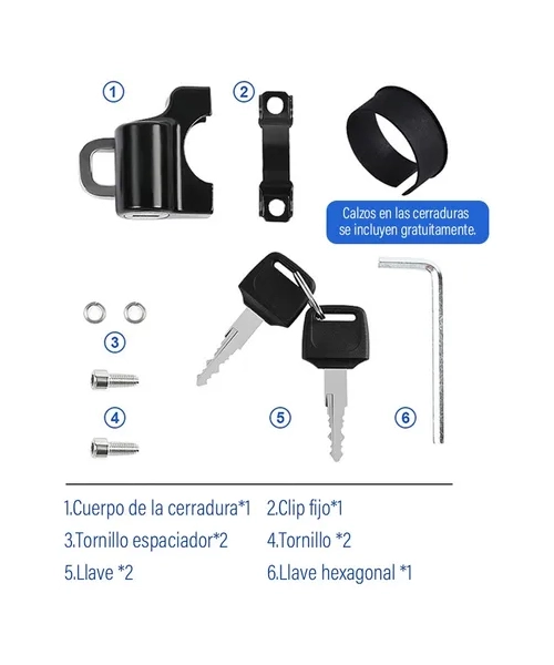 CANDADO ANTIRROBO UNIVERSAL PARA CASCO DE MOTO CON SOPORTE - 3