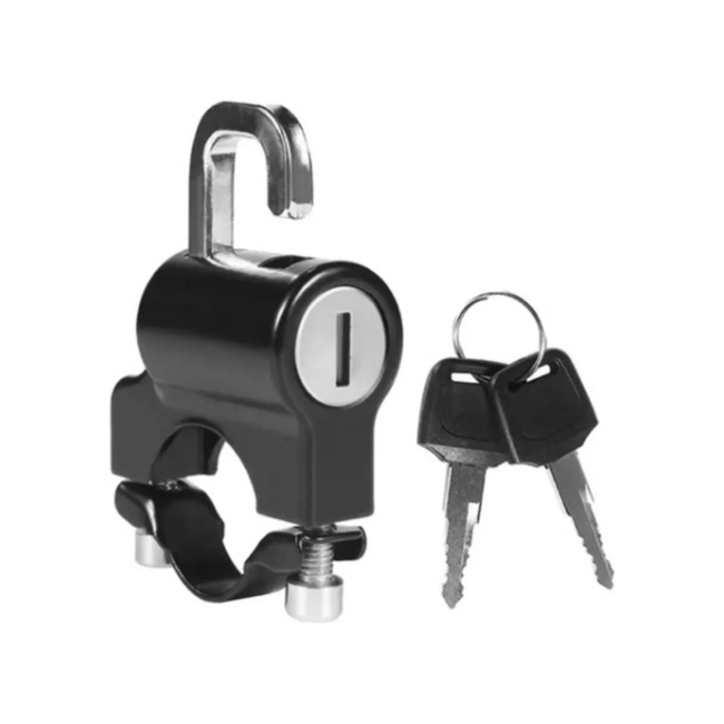 CANDADO PARA CASCO DE MOTO CON SOPORTE A MANUBRIO - 1