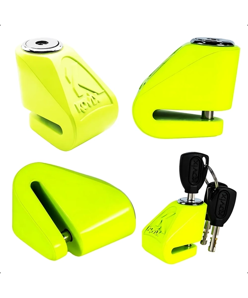 CANDADO DISCO MOTO KOVIX KN1 AMARILLO FLUOR VERDE FLUOR - 2