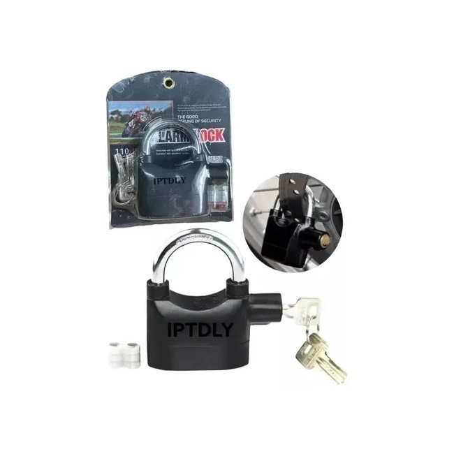 CANDADO CON ALARMA PARA MOTOS Y BICICLETAS 110DB + PILAS - 6