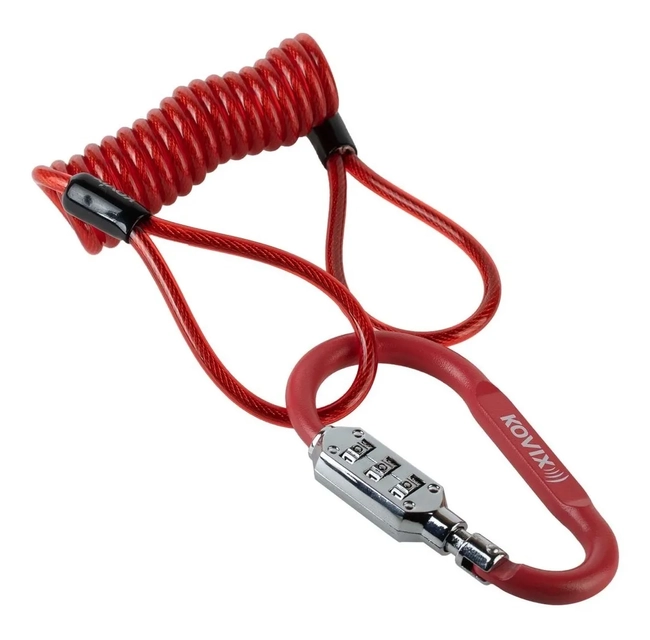 CANDADO KOVIX MOSQUETON CON CLAVE Y CUERDA ACERO 100CM - 1