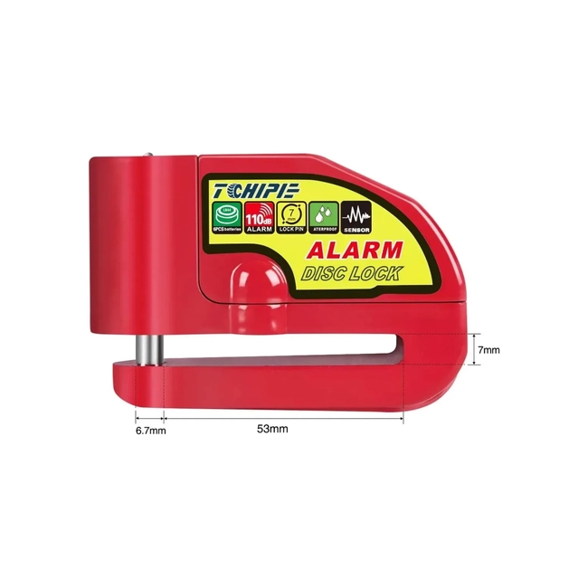 CANDADO PARA FRENO DE DISCO MOTO CON ALARMA Y PIOLA - 3