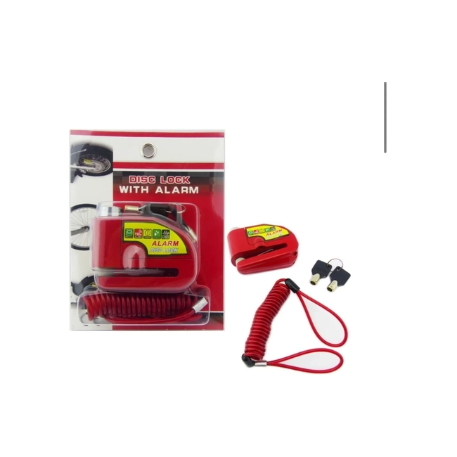 CANDADO PARA FRENO DE DISCO MOTO CON ALARMA Y PIOLA - 6