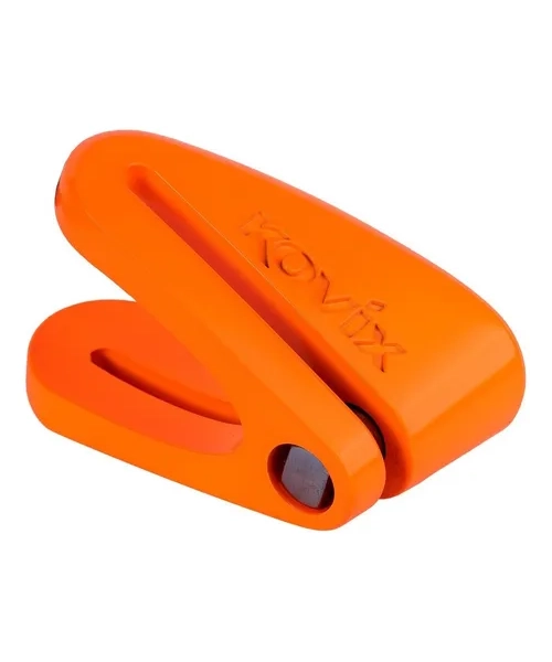 CANDADO DISCO MOTO KOVIX KVZ1 METAL PULIDO PASADOR 6MM NARANJA - 6