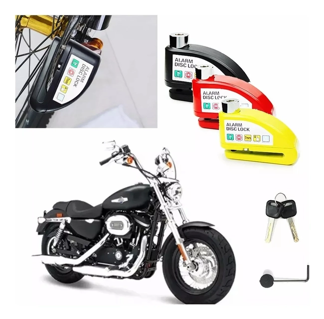 CANDADO DISCO FRENO MOTO Y BICI CON ALARMA BLOQUEO - 5