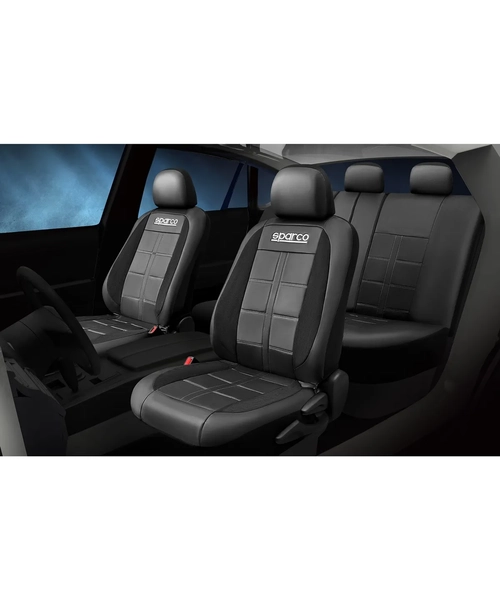 FUNDAS CUBREASIENTO SPARCO ECOCUERO NEGRO UNIVERSALES - 3