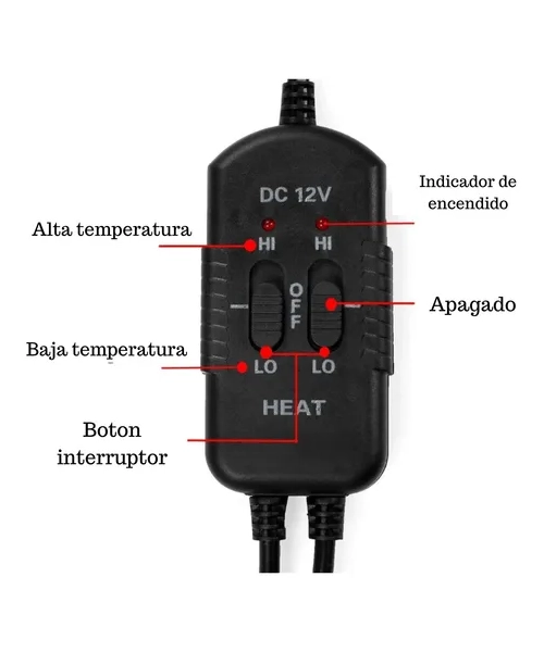 FUNDA CON CALEFACCION 12V PARA ASIENTO DE AUTO - 2