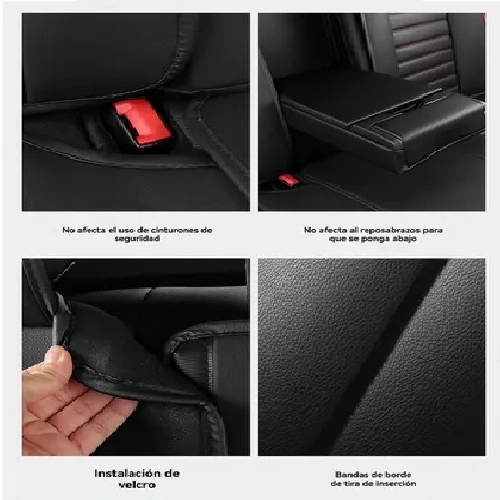 SET COMPLETO FUNDA CUBRE ASIENTO ECO-CUERO ALTA CALIDAD - 4
