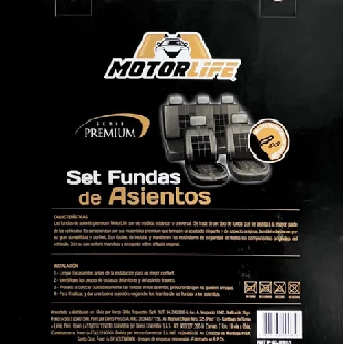 FUNDA CUBRE ASIENTOS ECO CUERO GAMUZA PREMIUM MOTORLIFE - 2