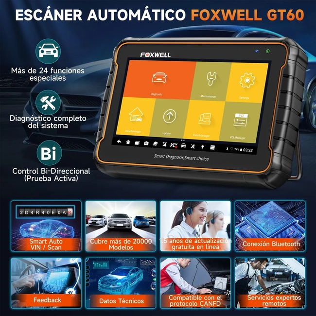 FOXWELL SCANNER GT60 HERRAMIENTA DE ESCANEO BIDIRECCIONAL - 3
