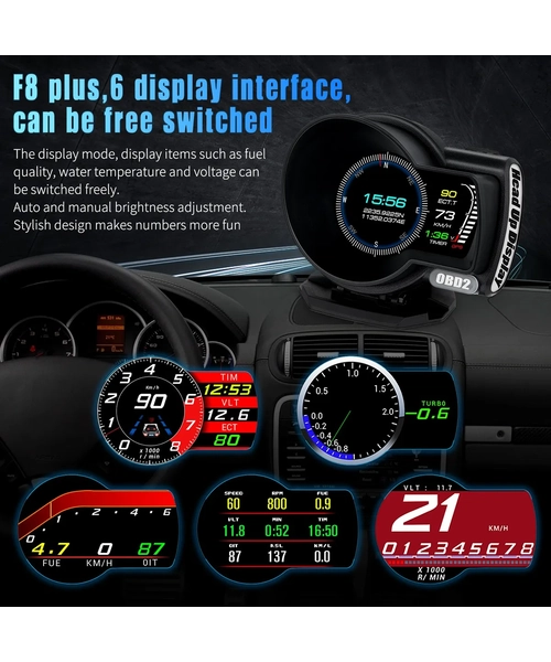 MEDIDOR DIGITAL INTELIGENTE F8 HUD OBD2 COMPUTADOR A BORDO - 3
