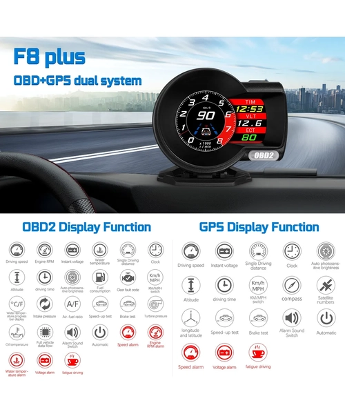 MEDIDOR DIGITAL INTELIGENTE F8 HUD OBD2 COMPUTADOR A BORDO - 4