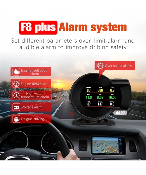 MEDIDOR DIGITAL INTELIGENTE F8 HUD OBD2 COMPUTADOR A BORDO - 6