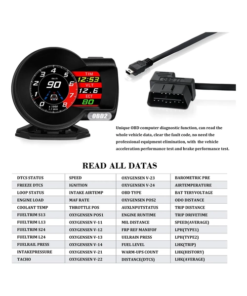 MEDIDOR DIGITAL INTELIGENTE F8 HUD OBD2 COMPUTADOR A BORDO - 7