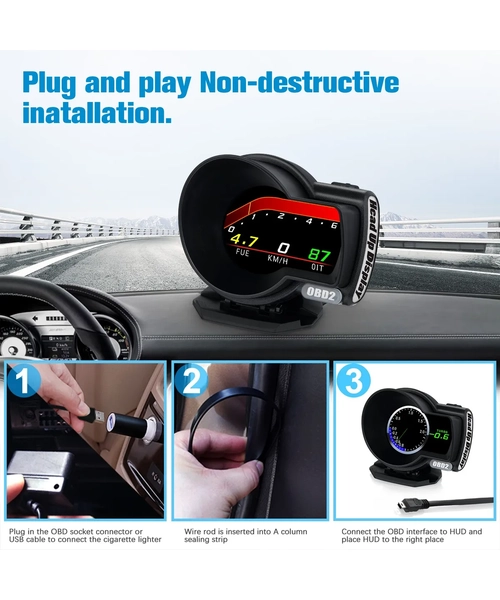 MEDIDOR DIGITAL INTELIGENTE F8 HUD OBD2 COMPUTADOR A BORDO - 8