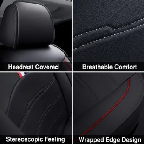FUNDA CUBRE ASIENTO ECOCUERO SET 5 ASIENTOS NEGRO - 5