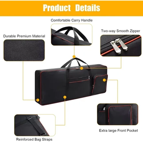 FUNDA PARA TECLADO 61 TECLAS IMPERMEABLE TELA OXFORD 600D - 4