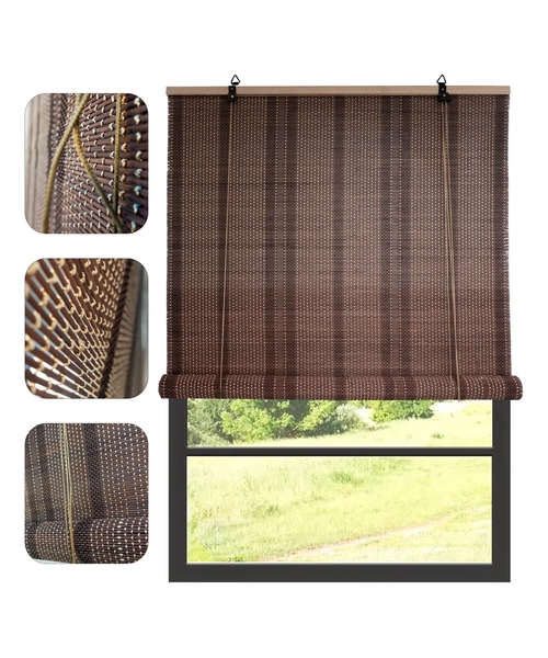 CORTINA BEITI PERSIANA ROLLER BAMBU 90X150 CM CAFE  ABIERTO - 1