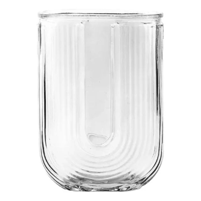 FLORERO JARRON DECORATIVO VIDRIO LINEAS RECTANGULAR 18 CM - 1
