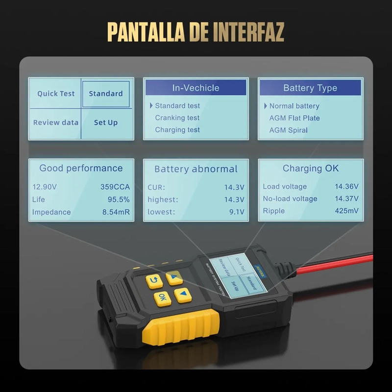 PROBADOR DE BATERIA AUTOMOTRIZ ACTUALIZADO VOLTAJE 8V-20V - 4
